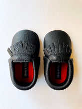 Load image into Gallery viewer, Black Fringe Baby Moccasins
