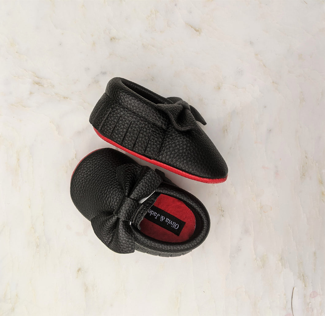 Black Bow Baby Moccasins