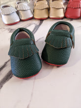 Load image into Gallery viewer, Evergreen Fringe Baby Moccasins
