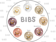 Load image into Gallery viewer, BIBS Size 1 - Restocked! Bibs Pacifier 40 Colors | Natural Rubber | Bibs Soother | Blush Black Cloud White Vanilla Beige Peach Neutral Night
