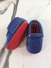 Load image into Gallery viewer, Red bottom Baby Moccasin Shoes Red bottom Louboutin Style Red Sole Mocs Photoshoot Baby Girl Baby Boy Red bottom moccasins- Fringe

